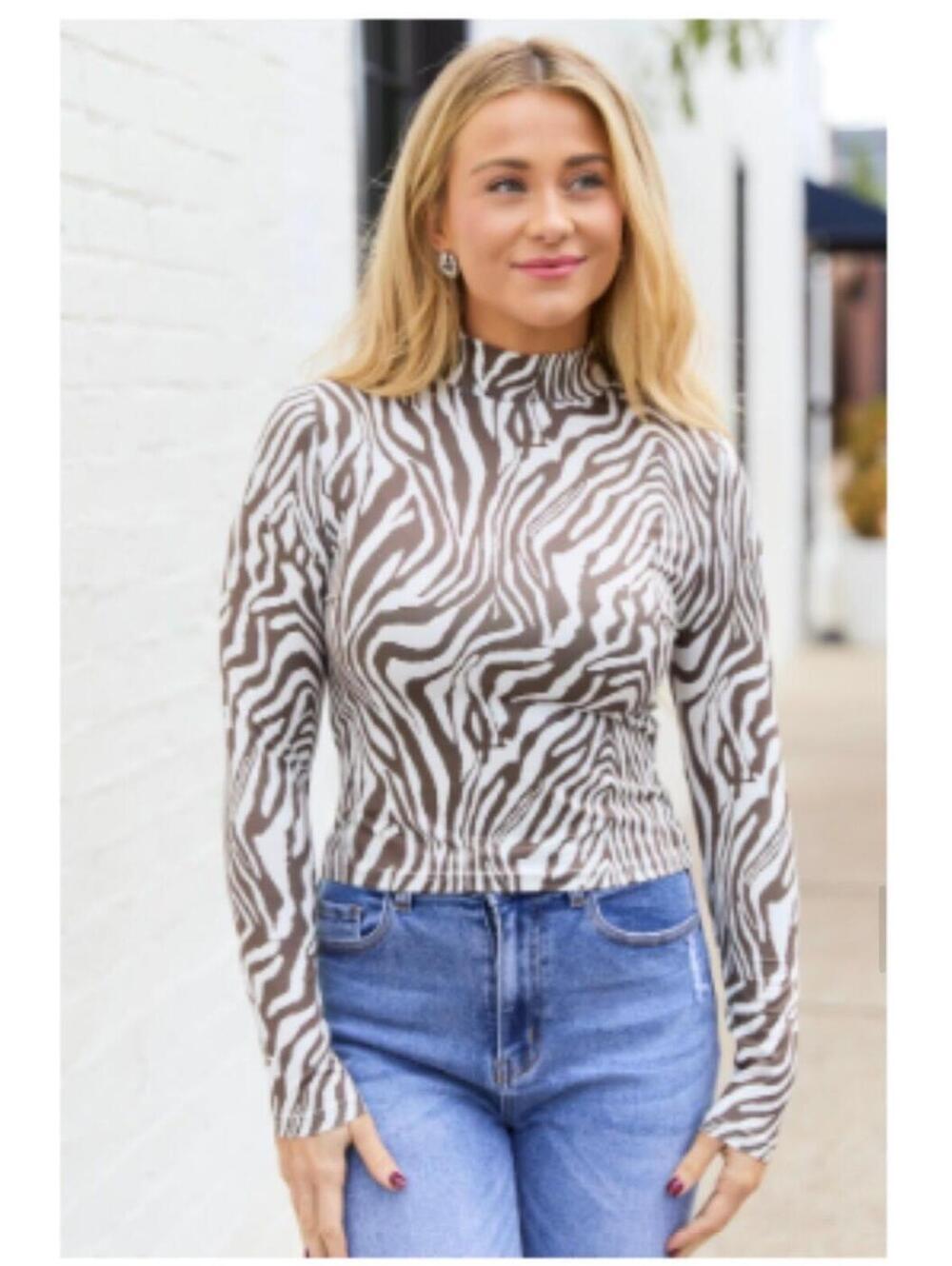 Boutique Zebra mesh layering top
